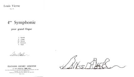 Page de titre de la partition de la Quatrième Symphonie de Philip Crozier, signée par Marchal lui‑même.